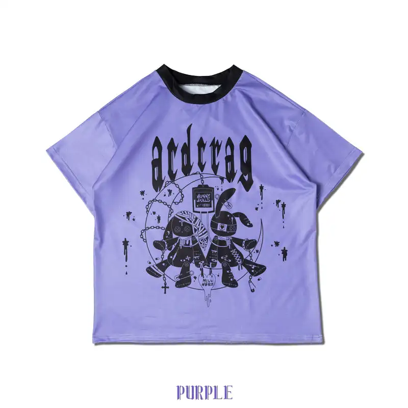 Japanese Original Kawaii Girls Harajuku Style T-shirt Kids Gothic Printed Short Sleeved Y2k Adult Subculture Role-playing Top