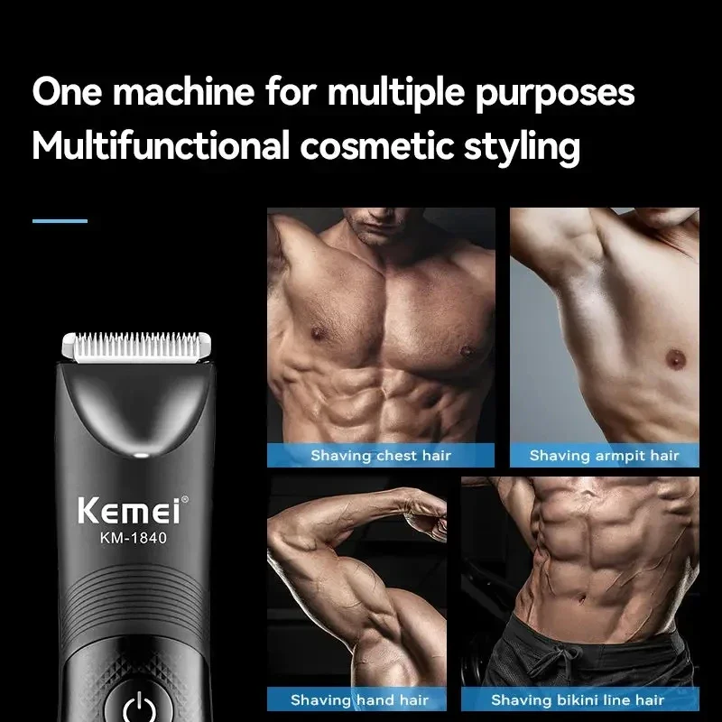 Kemei IPX7 Waterproof Hair Trimmer Private Area Hair Remover Electric Hair Shaving Machine LED Display Bikini Shaver KM-1840