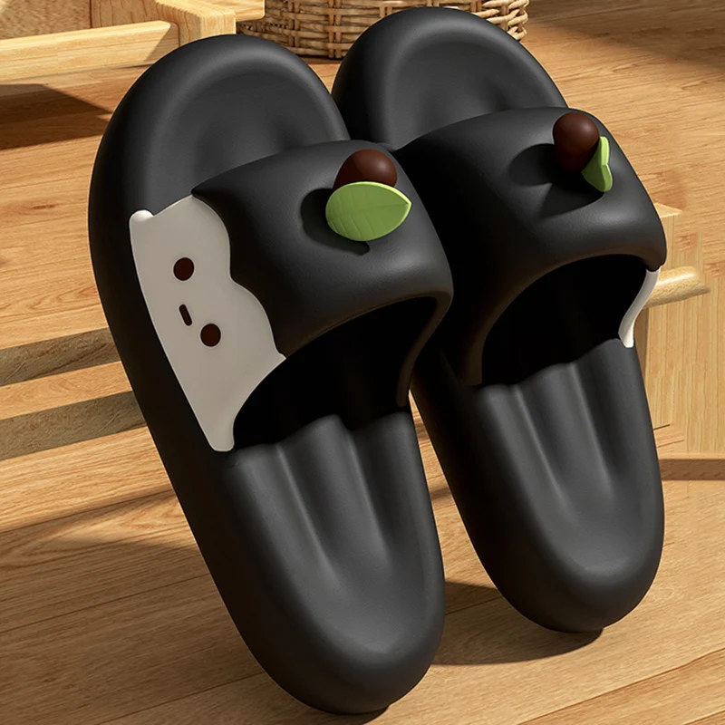 Cute Thick Bottom Apple Slippers Women Summer 2026 New Soft Sole Platform Cloud Slides Woman Comfort Anti Slip Beach Sandals