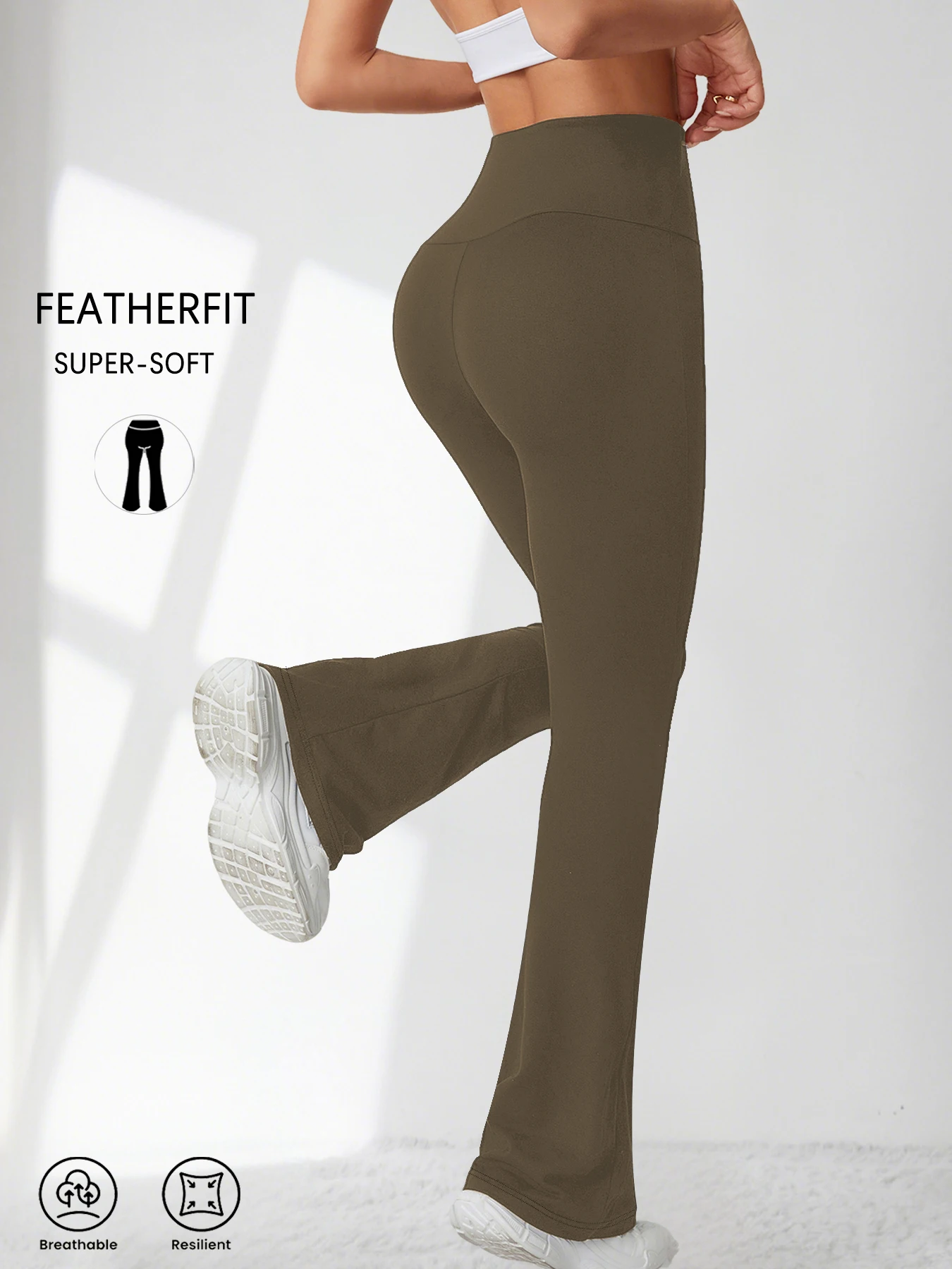 Women's Super Soft Flare Pants High Waisted Tummy Control Workout Yoga Push Up Gym Fitness Long Leggings Bell Bottoms
