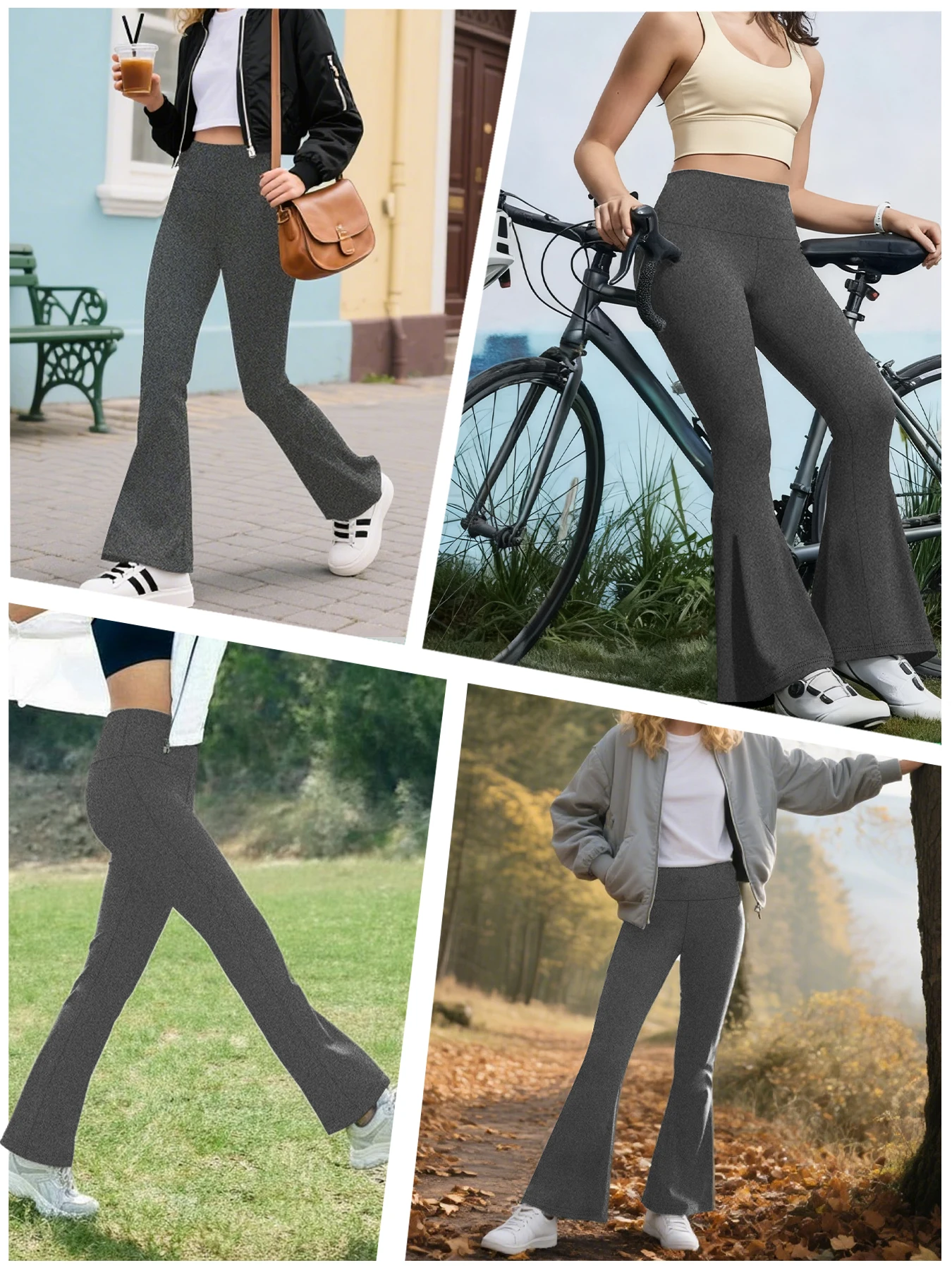 Women's Super Soft Flare Pants High Waisted Tummy Control Workout Yoga Push Up Gym Fitness Long Leggings Bell Bottoms