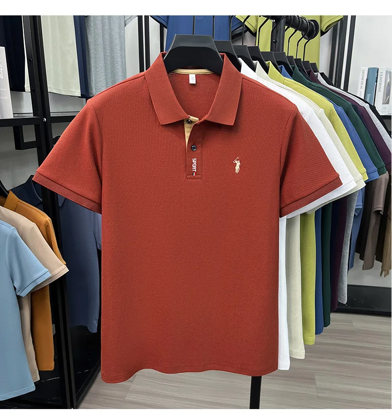 Designer brand 100% cotton short sleeve polo shirt luxury pony embroidery men's fashion summer comfort business casual T-shirt