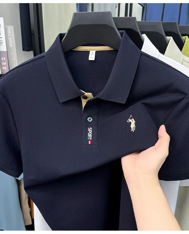 Designer brand 100% cotton short sleeve polo shirt luxury pony embroidery men's fashion summer comfort business casual T-shirt