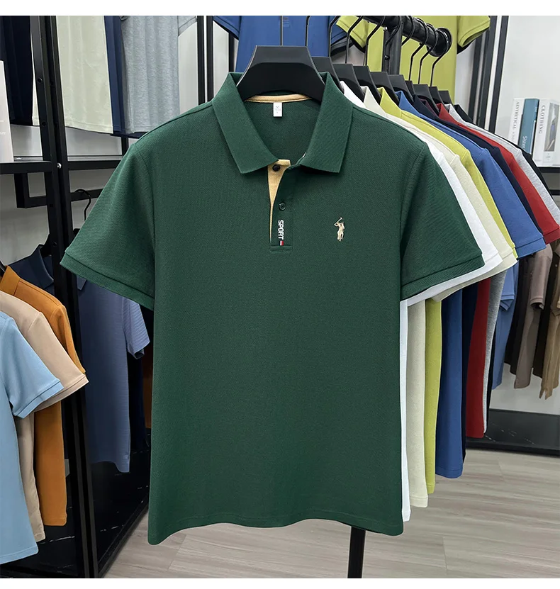 Designer brand 100% cotton short sleeve polo shirt luxury pony embroidery men's fashion summer comfort business casual T-shirt