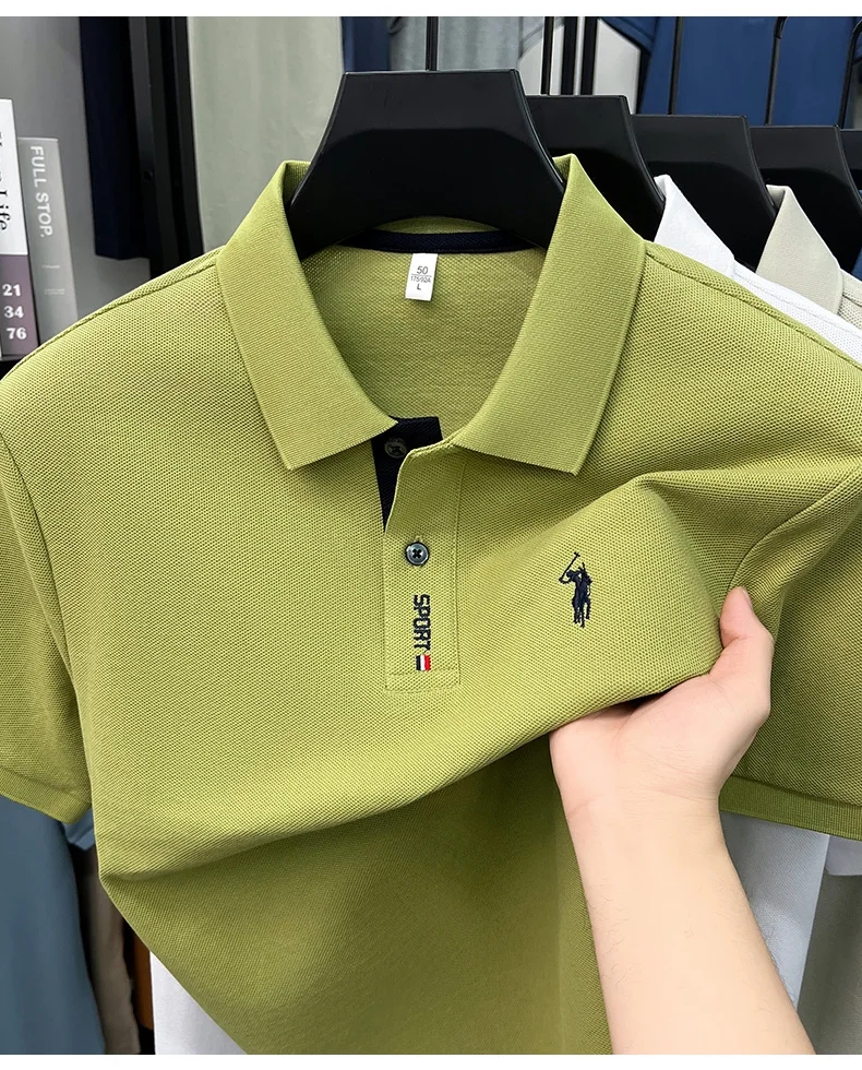 Designer brand 100% cotton short sleeve polo shirt luxury pony embroidery men's fashion summer comfort business casual T-shirt