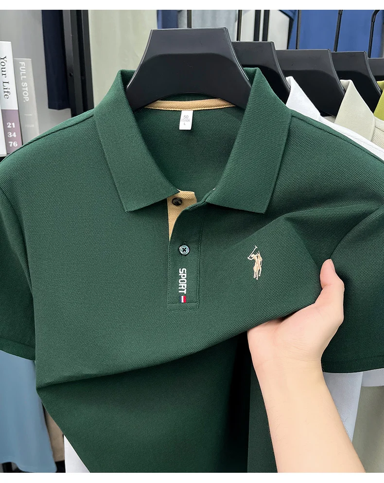 Designer brand 100% cotton short sleeve polo shirt luxury pony embroidery men's fashion summer comfort business casual T-shirt