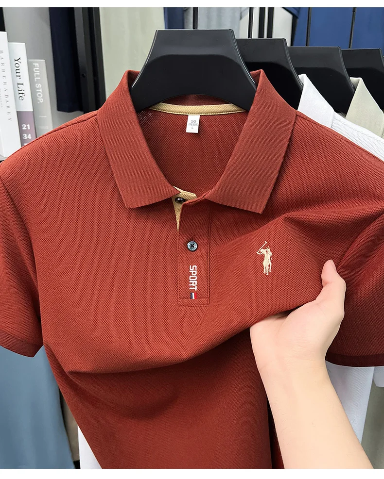 Designer brand 100% cotton short sleeve polo shirt luxury pony embroidery men's fashion summer comfort business casual T-shirt