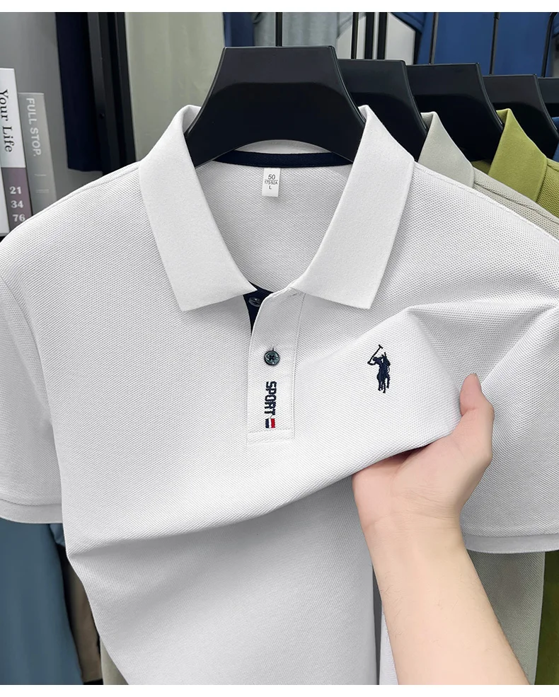 Designer brand 100% cotton short sleeve polo shirt luxury pony embroidery men's fashion summer comfort business casual T-shirt