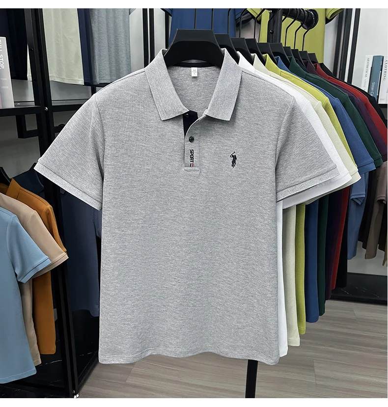 Designer brand 100% cotton short sleeve polo shirt luxury pony embroidery men's fashion summer comfort business casual T-shirt
