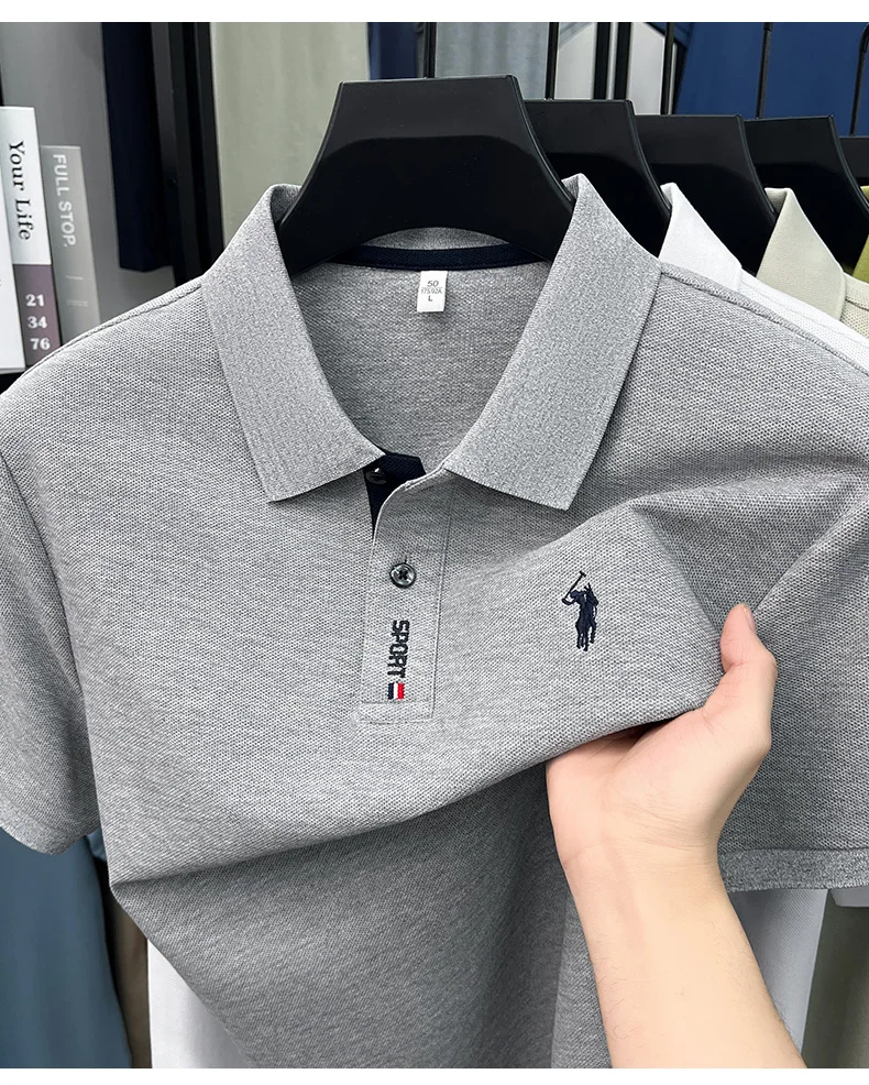 Designer brand 100% cotton short sleeve polo shirt luxury pony embroidery men's fashion summer comfort business casual T-shirt