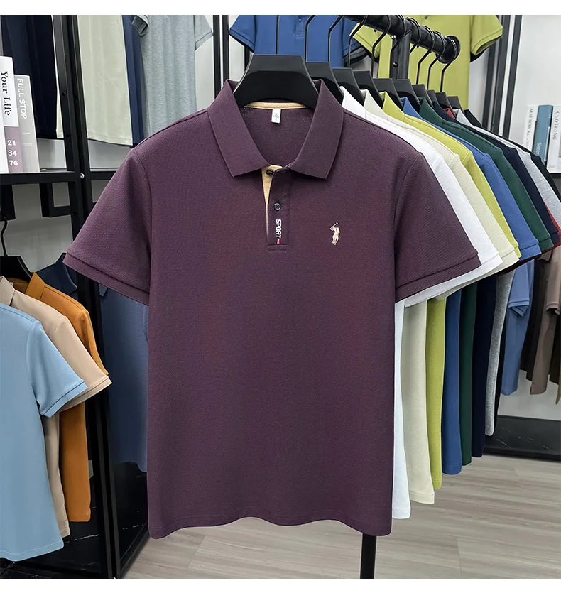 Designer brand 100% cotton short sleeve polo shirt luxury pony embroidery men's fashion summer comfort business casual T-shirt