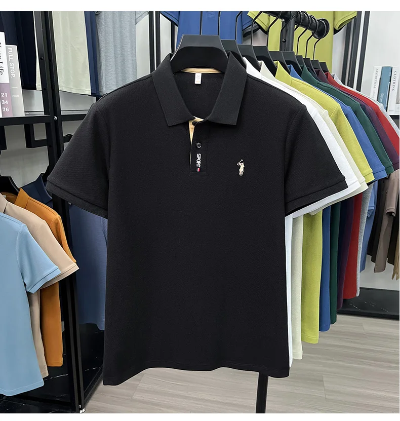 Designer brand 100% cotton short sleeve polo shirt luxury pony embroidery men's fashion summer comfort business casual T-shirt