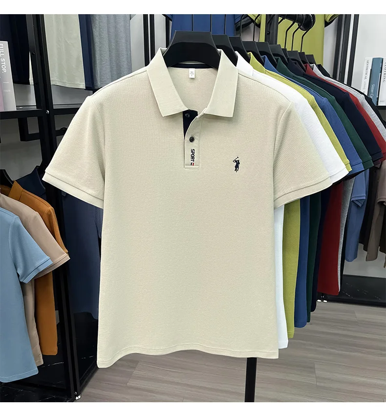Designer brand 100% cotton short sleeve polo shirt luxury pony embroidery men's fashion summer comfort business casual T-shirt