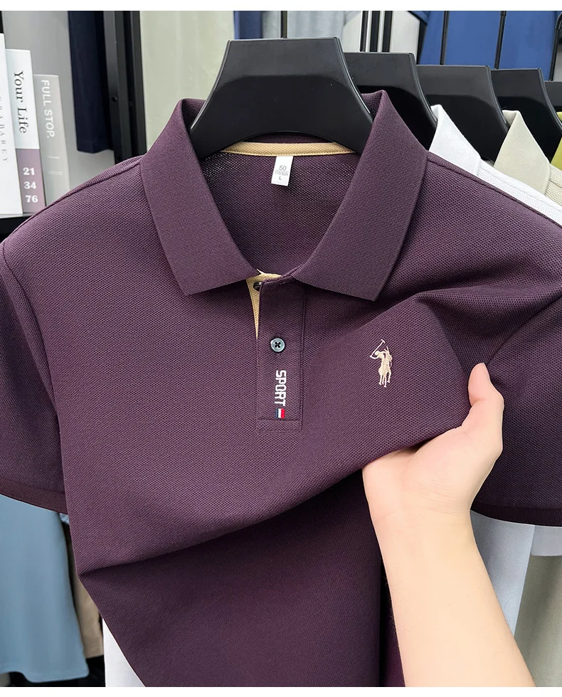 Designer brand 100% cotton short sleeve polo shirt luxury pony embroidery men's fashion summer comfort business casual T-shirt