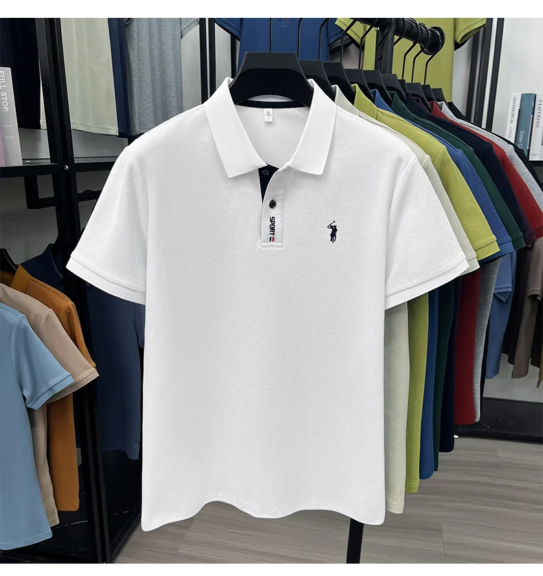 Designer brand 100% cotton short sleeve polo shirt luxury pony embroidery men's fashion summer comfort business casual T-shirt