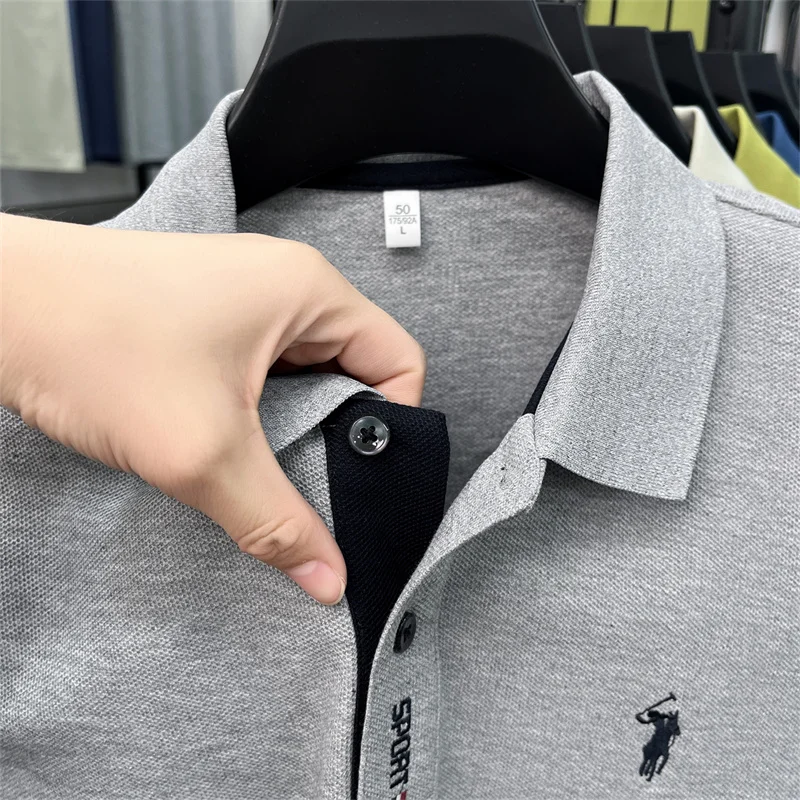 Designer brand 100% cotton short sleeve polo shirt luxury pony embroidery men's fashion summer comfort business casual T-shirt
