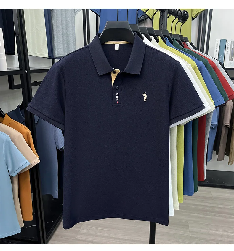 Designer brand 100% cotton short sleeve polo shirt luxury pony embroidery men's fashion summer comfort business casual T-shirt