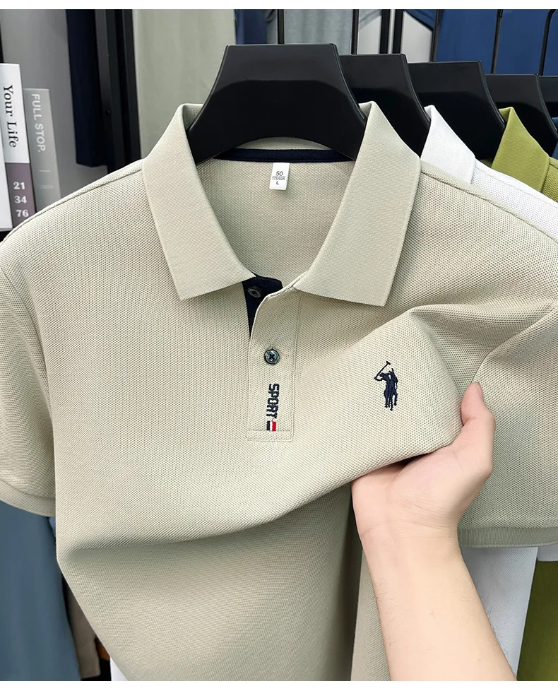 Designer brand 100% cotton short sleeve polo shirt luxury pony embroidery men's fashion summer comfort business casual T-shirt