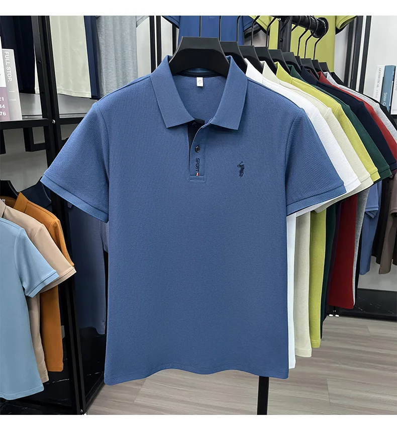 Designer brand 100% cotton short sleeve polo shirt luxury pony embroidery men's fashion summer comfort business casual T-shirt