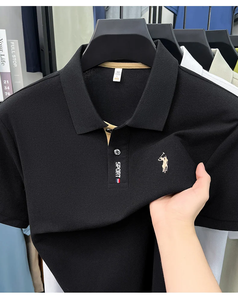 Designer brand 100% cotton short sleeve polo shirt luxury pony embroidery men's fashion summer comfort business casual T-shirt