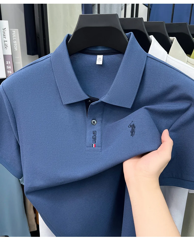 Designer brand 100% cotton short sleeve polo shirt luxury pony embroidery men's fashion summer comfort business casual T-shirt