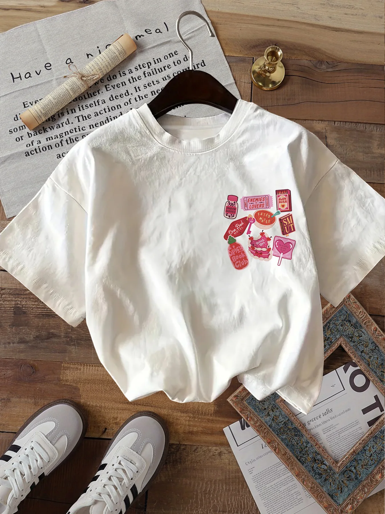 Romance Tropes T Shirt Funny Bookish Enemies To Lovers Graphic BookTok Unisex Harajuku Aesthetic Loose Short Sleeve Summer Tops