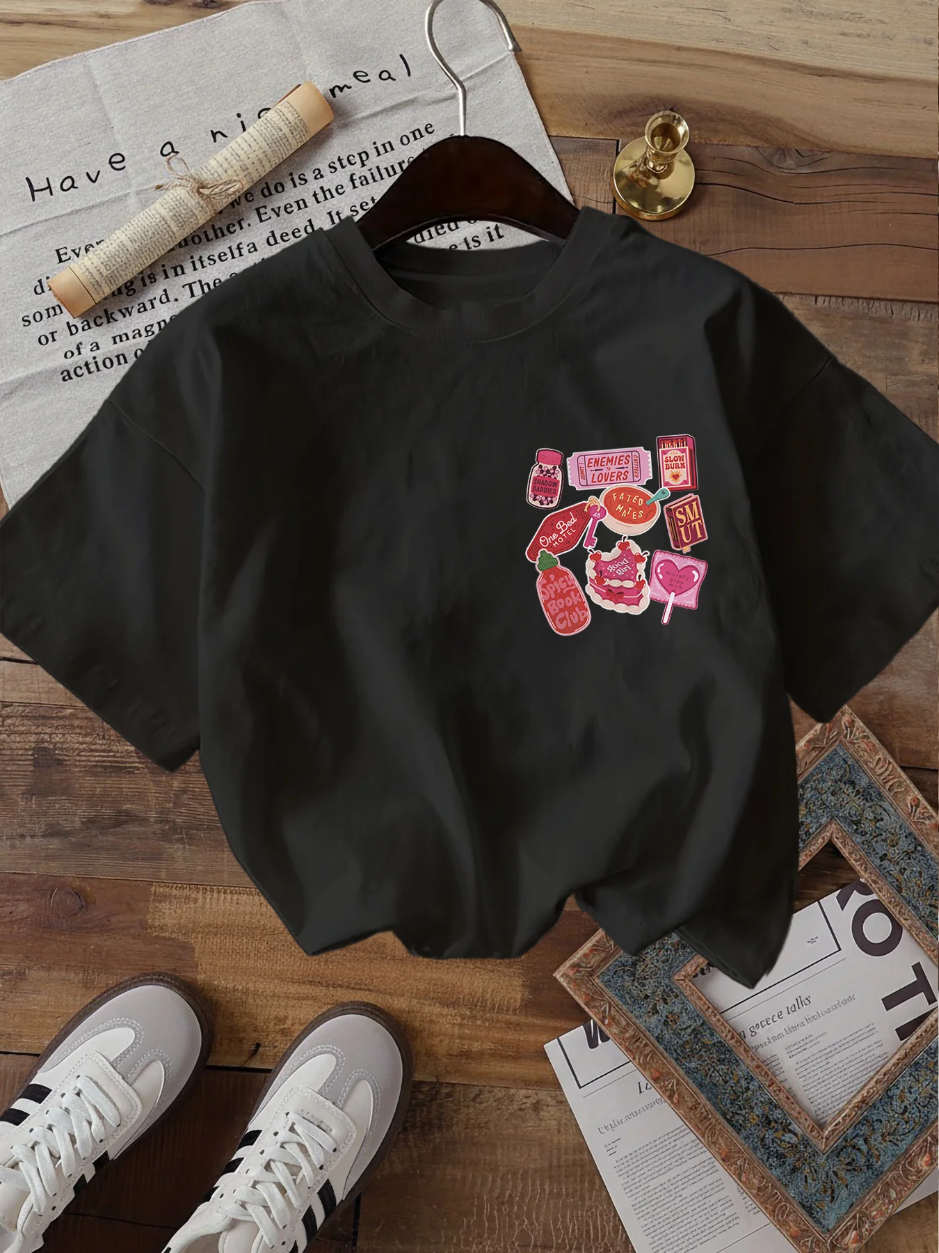 Romance Tropes T Shirt Funny Bookish Enemies To Lovers Graphic BookTok Unisex Harajuku Aesthetic Loose Short Sleeve Summer Tops