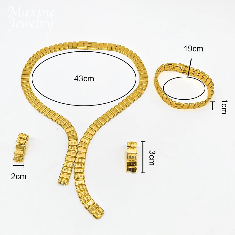 Original Simple Design Necklace Earrings Bracelet Daily Wear Jewelry Set for Women Fashion Jewellery for Party Wedding Gifts
