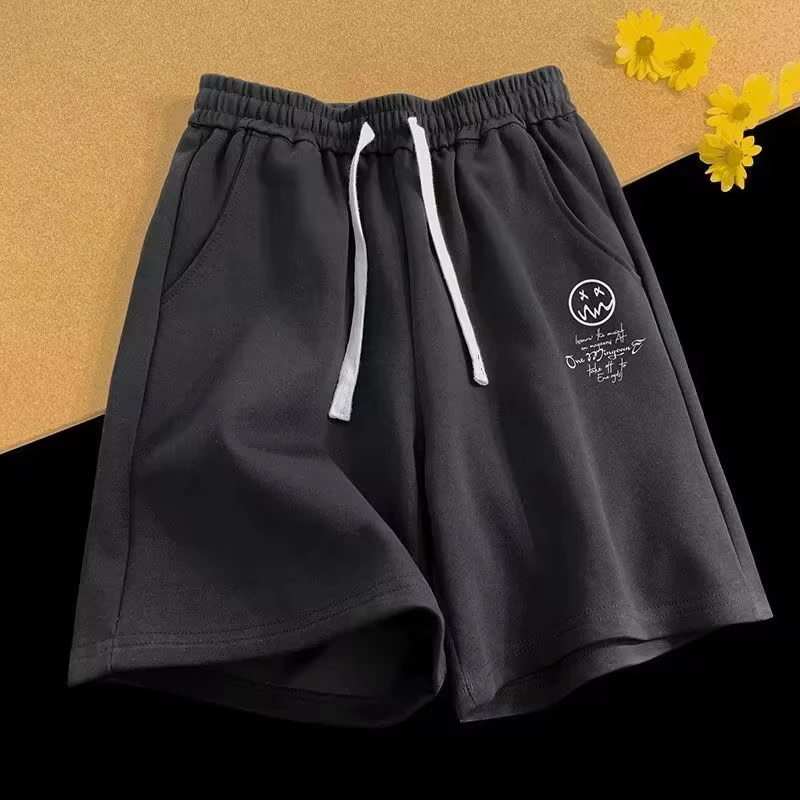 Men's Letter Graphic Print Drawstring Waist Shorts Casual Tie Front Track Athletic Shorts Basketball Training Summer Oversized