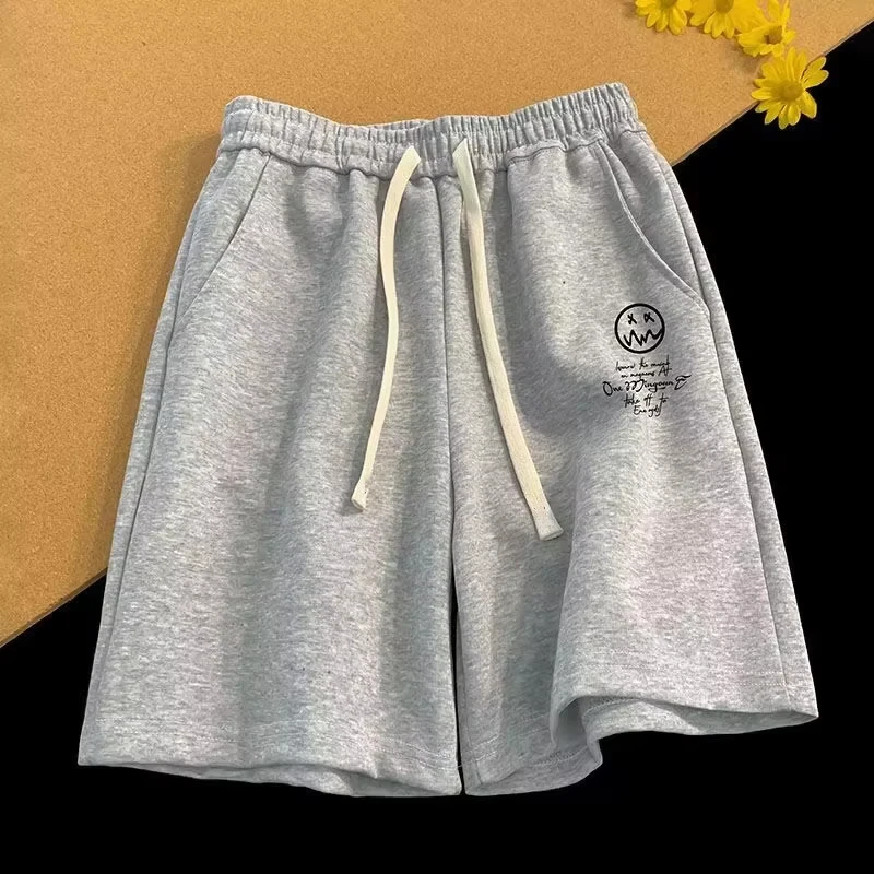 Men's Letter Graphic Print Drawstring Waist Shorts Casual Tie Front Track Athletic Shorts Basketball Training Summer Oversized