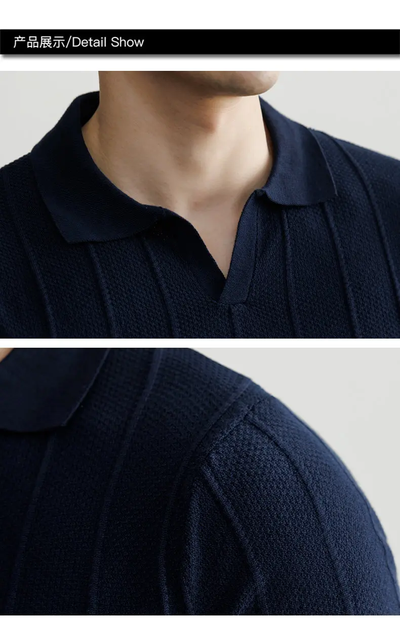 Spring and Summer New Luxury European Short-sleeved V-neck T-shirt Men's Fashion Sweater