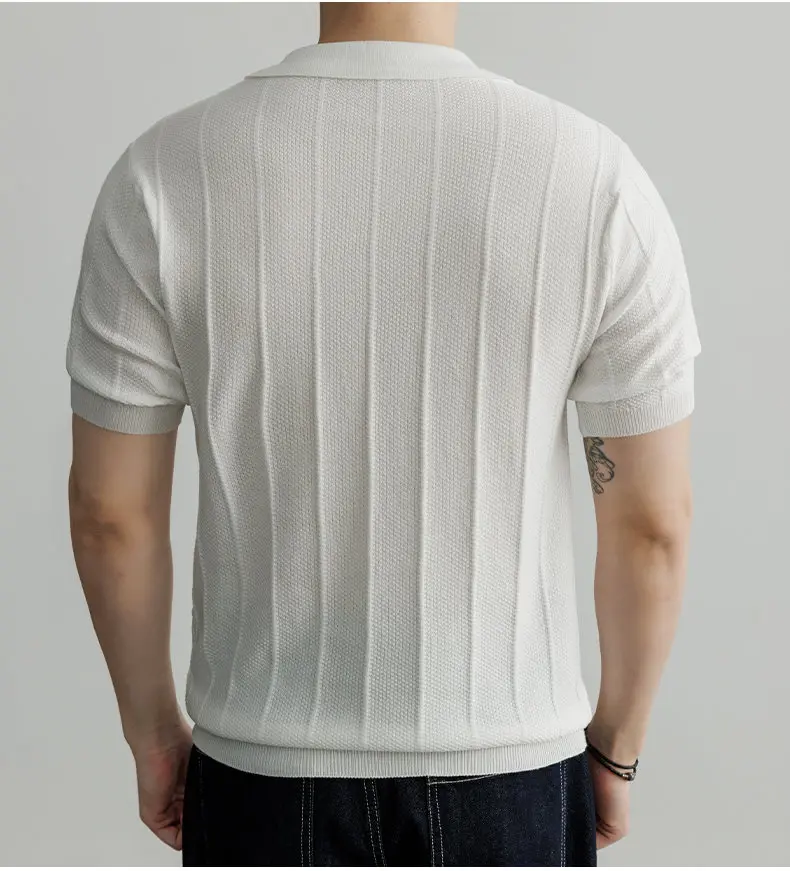 Spring and Summer New Luxury European Short-sleeved V-neck T-shirt Men's Fashion Sweater