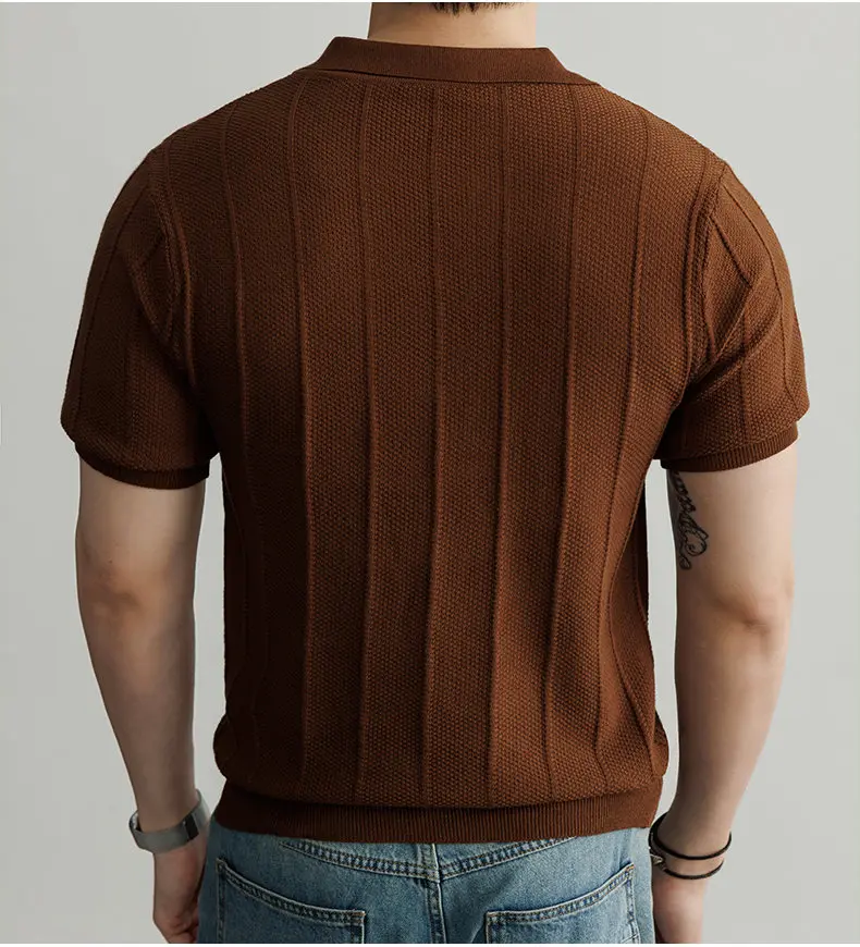 Spring and Summer New Luxury European Short-sleeved V-neck T-shirt Men's Fashion Sweater