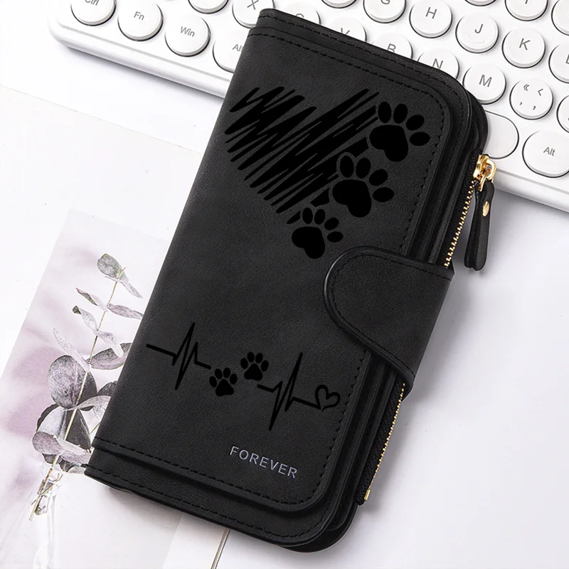 Heart-Shaped Animal Paw Butterfly Print Design Women Wallets Card Coin Wallet for Girls Purse ID Wallets Female Coin Purse Gift