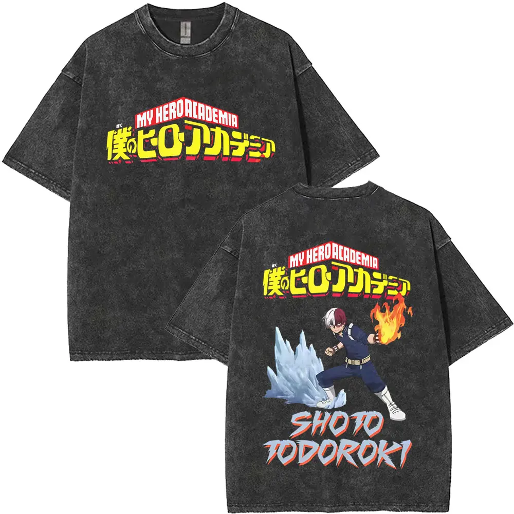 Washed Vintage Anime My Hero Academia All Might Plus Ultra Gym Graphic T Shirt Men Women Fitness Casual Cotton Short Sleeve Tees
