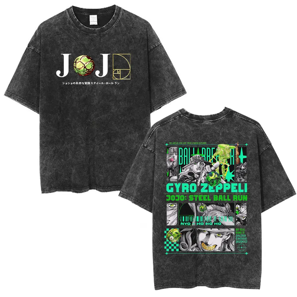 Anime Jojo Bizarre Adventure Dio Brando The World Vintage Acid Washed T Shirts Men Women Cotton Casual Short Sleeves T-shirts