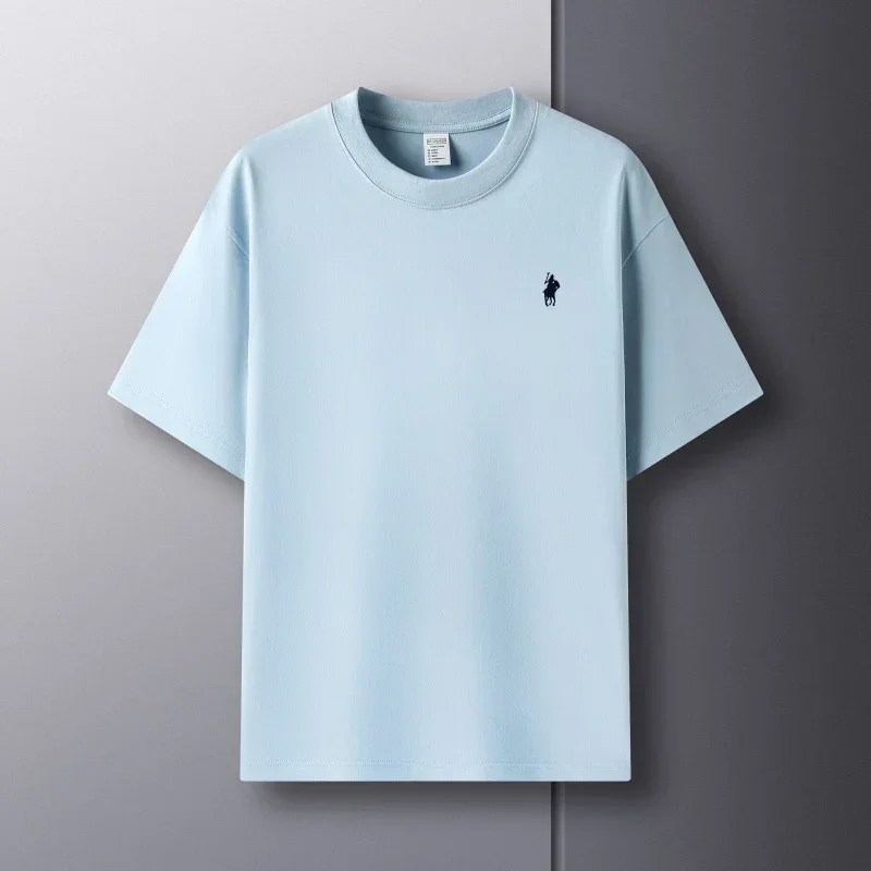 100% pure cotton short sleeve round neck men's T-shirt hot selling luxury brand summer exquisite pony embroidery breathable top