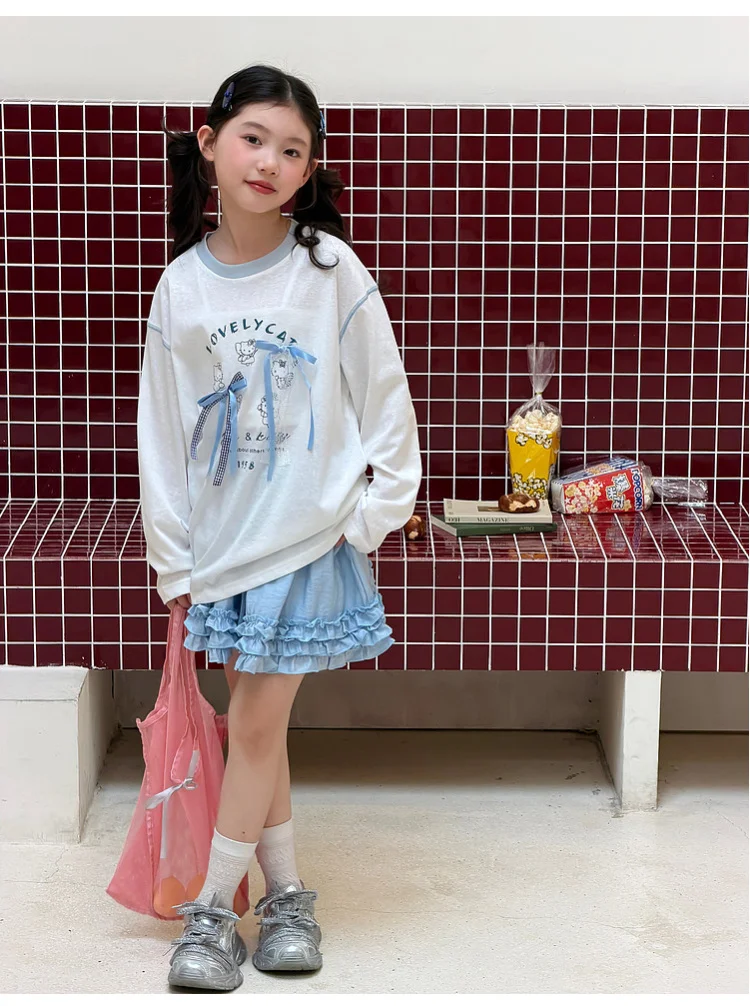 Girls' base shirt spring clothes, girls' big children's western-style Korean long sleeved T-shirt children's spring and autumn