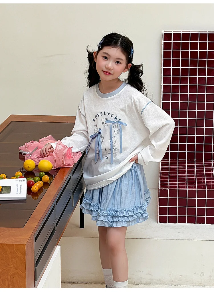 Girls' base shirt spring clothes, girls' big children's western-style Korean long sleeved T-shirt children's spring and autumn