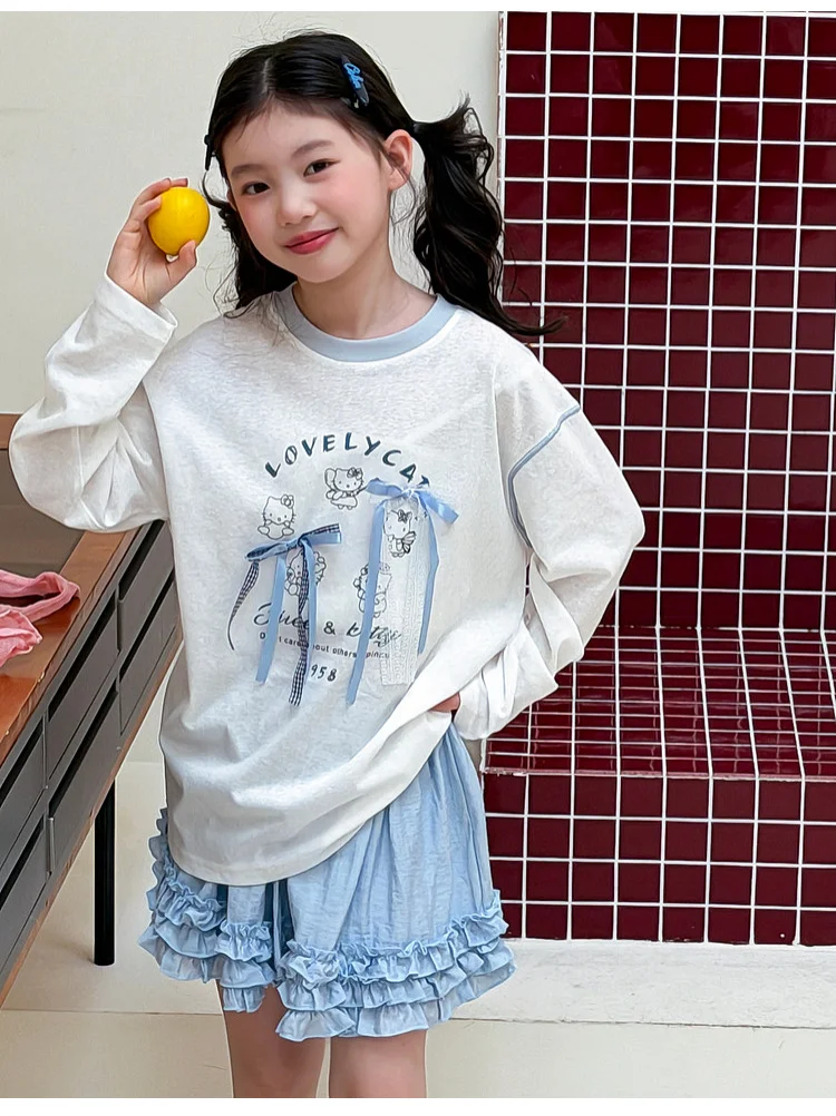 Girls' base shirt spring clothes, girls' big children's western-style Korean long sleeved T-shirt children's spring and autumn