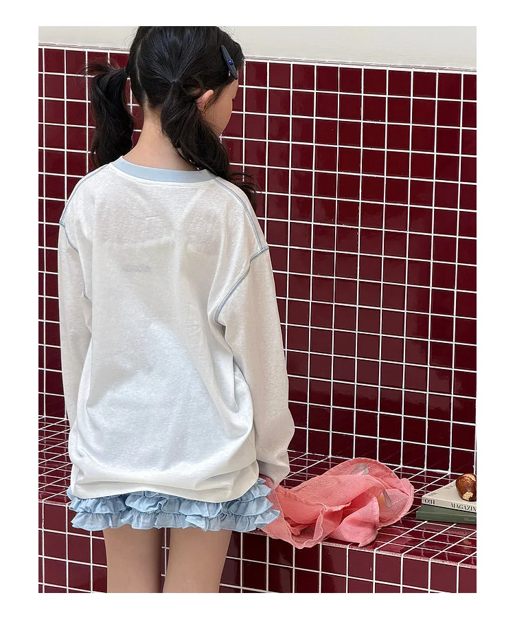Girls' base shirt spring clothes, girls' big children's western-style Korean long sleeved T-shirt children's spring and autumn