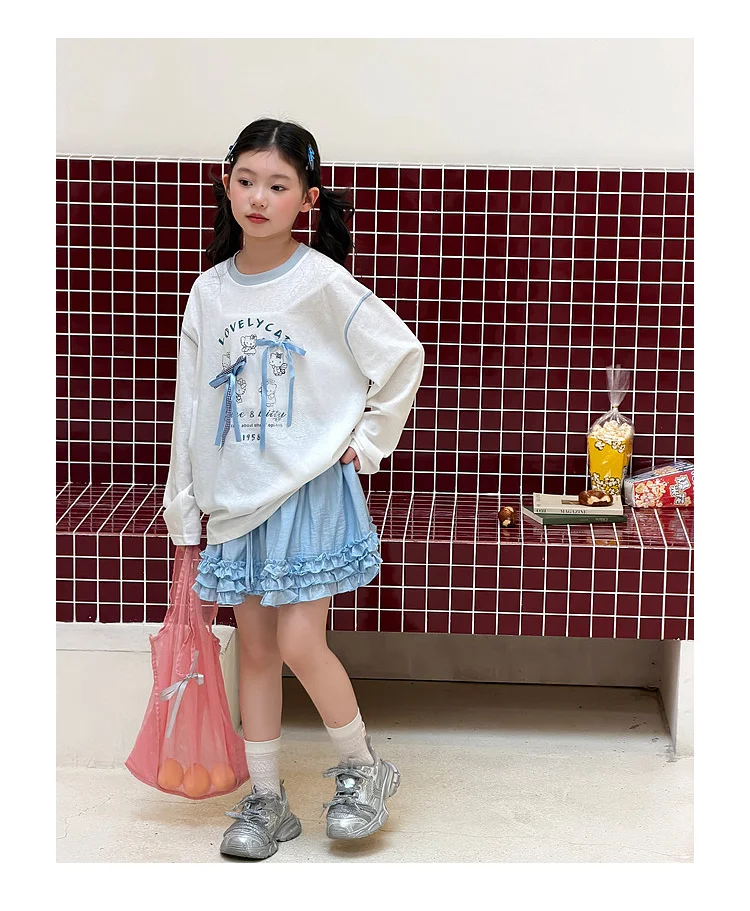 Girls' base shirt spring clothes, girls' big children's western-style Korean long sleeved T-shirt children's spring and autumn