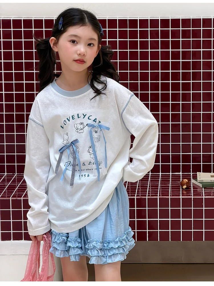 Girls' base shirt spring clothes, girls' big children's western-style Korean long sleeved T-shirt children's spring and autumn