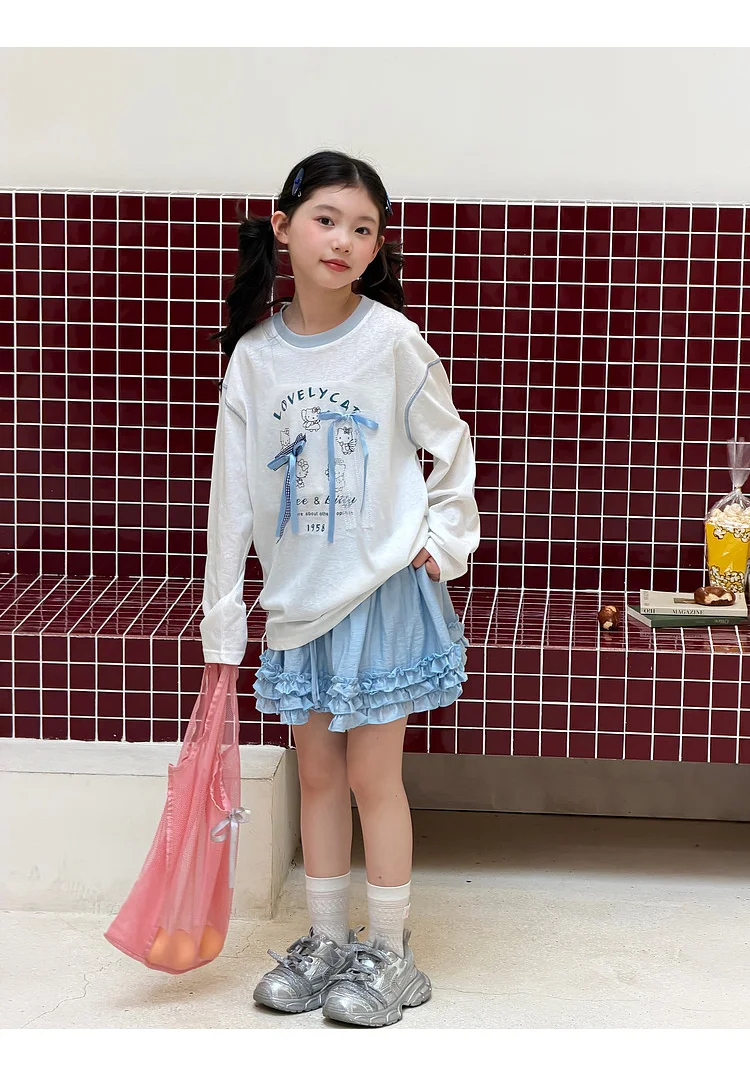 Girls' base shirt spring clothes, girls' big children's western-style Korean long sleeved T-shirt children's spring and autumn