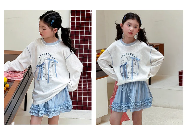 Girls' base shirt spring clothes, girls' big children's western-style Korean long sleeved T-shirt children's spring and autumn