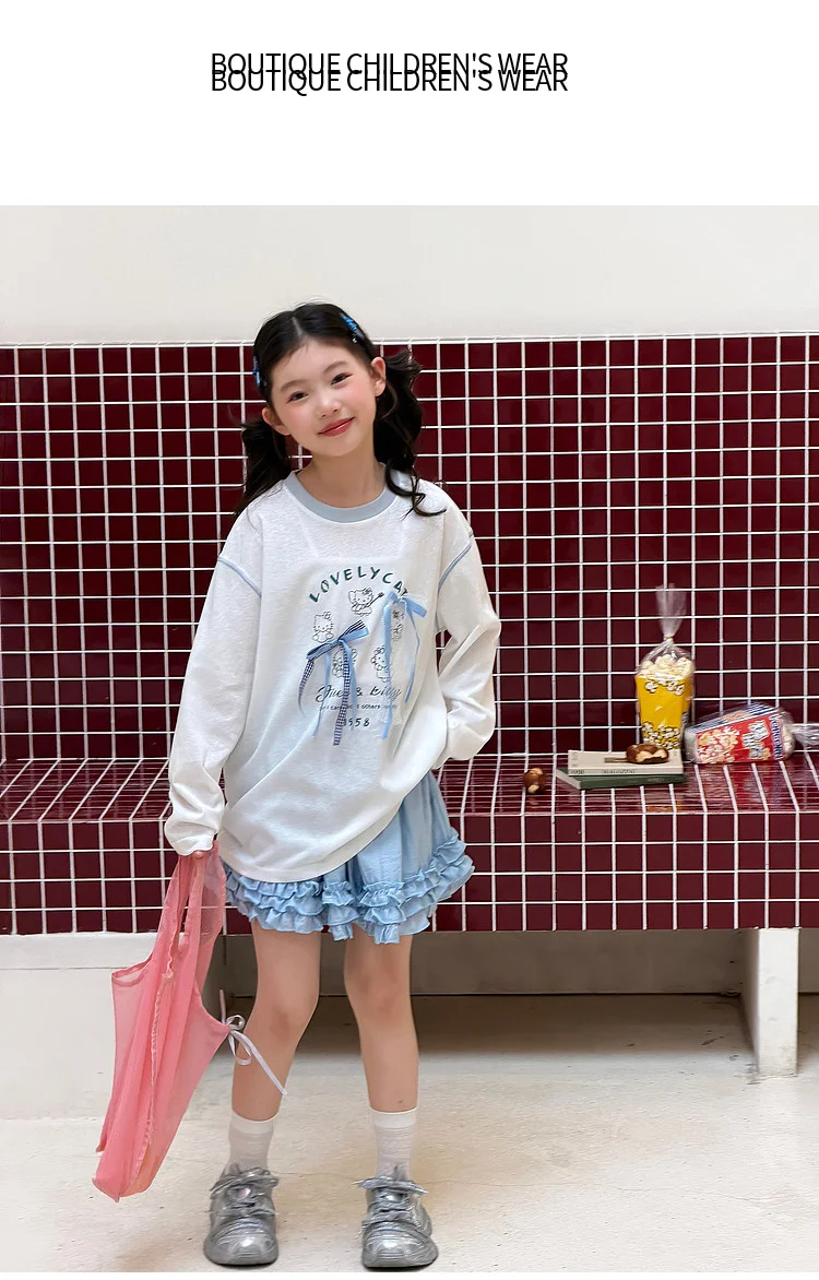 Girls' base shirt spring clothes, girls' big children's western-style Korean long sleeved T-shirt children's spring and autumn