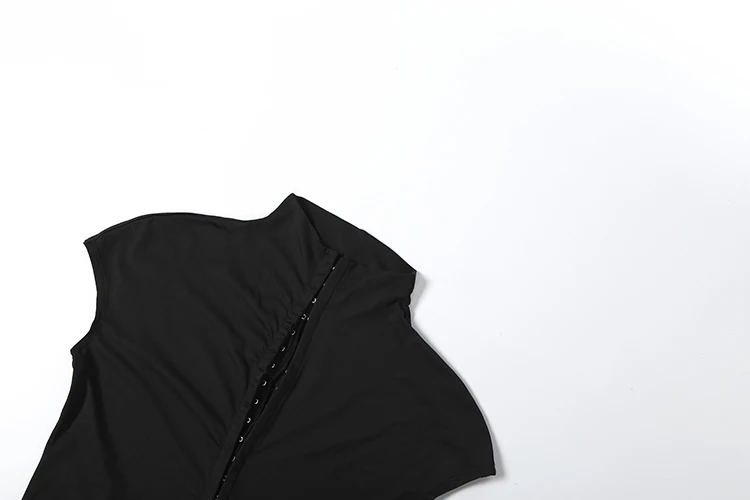 Kliou High Street Style Mini Dress Woman Half High Collar Irregular Single-Breasted Hidden Buttons Mini Sleeve Elegant Bodycom