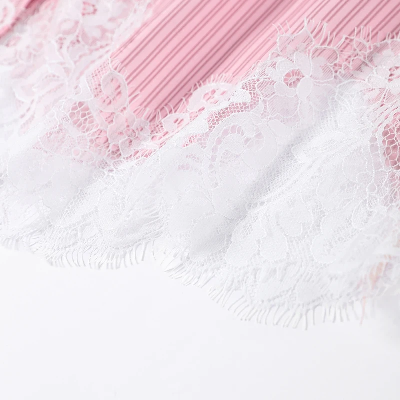 Women Satin Lace Patchwork Dress Long Sleeve O-neck Casual 2026 Spring Female Dresses Casual Solid Beach Robe not contain pearls