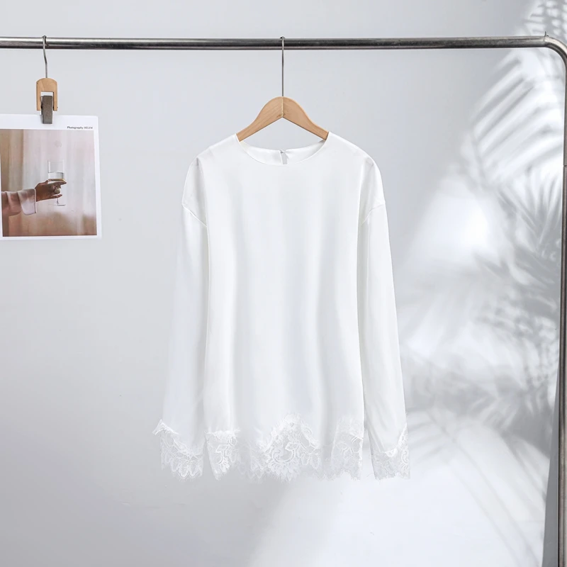Women Satin Lace Patchwork Dress Long Sleeve O-neck Casual 2026 Spring Female Dresses Casual Solid Beach Robe not contain pearls
