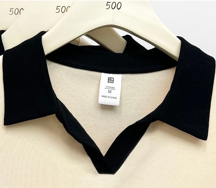 2026 Spring Summer Sexy Crop Tops Women's Color Block V-Neck Short Sleeve Polo Shirt Chic Slim Fit Versatile T-Shirt